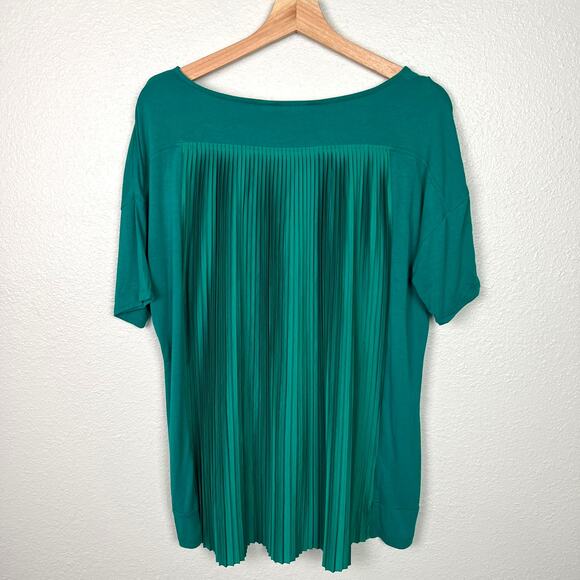 Chico's Emerald Green Accordion Pleated Back Short Sleeve Top Size 1 (U.S. M) - Picture 7 of 10